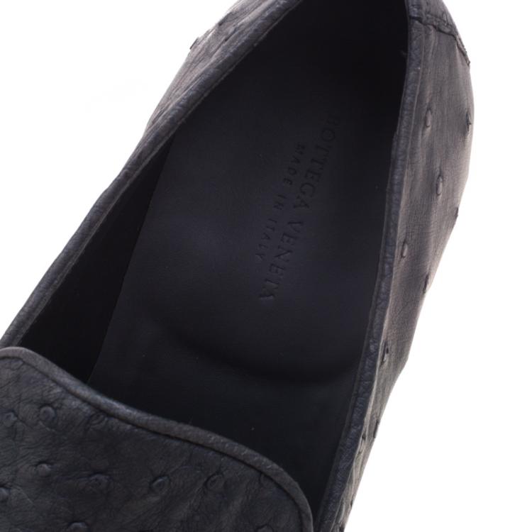 Pre Owned Bottega Veneta Grey Ostrich Leather Loafers Size 43