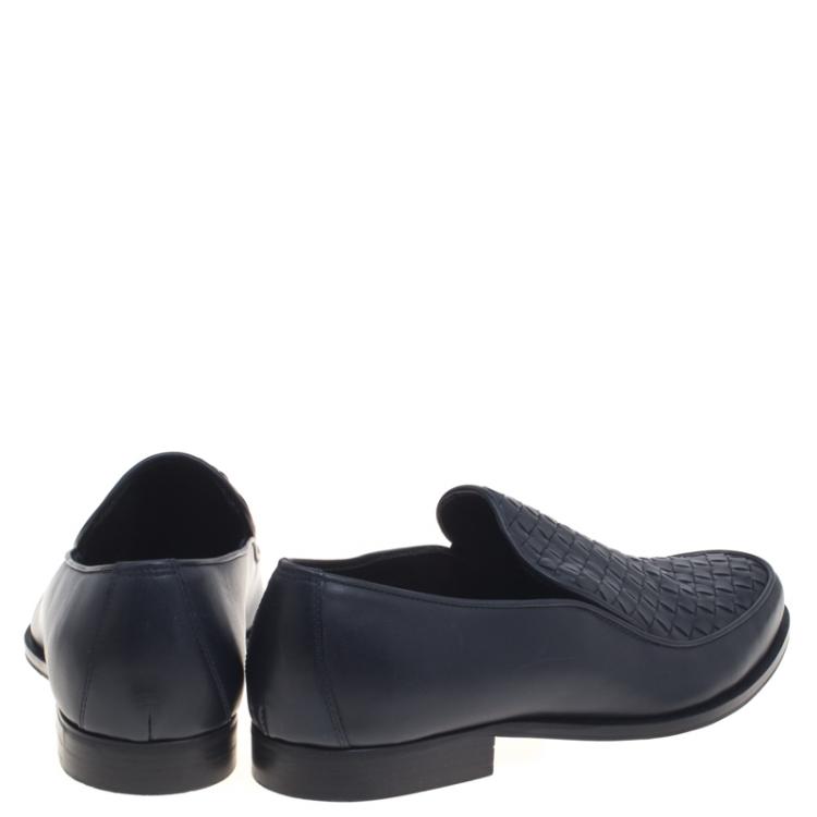 Pre Owned Bottega Veneta Black Intrecciato Leather Loafers Size 43