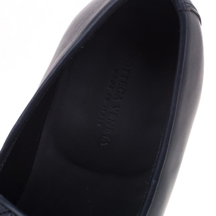 Pre Owned Bottega Veneta Black Intrecciato Leather Loafers Size 43