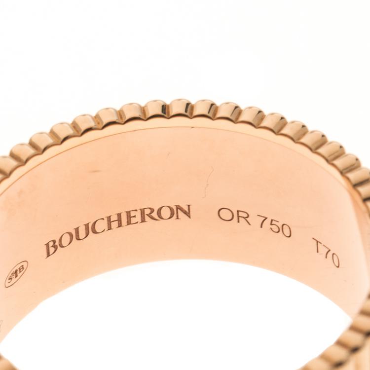 Pre Owned Boucheron Classique Quatre Three Tone 18k Gold & Brown PVD Large Ring Size 69