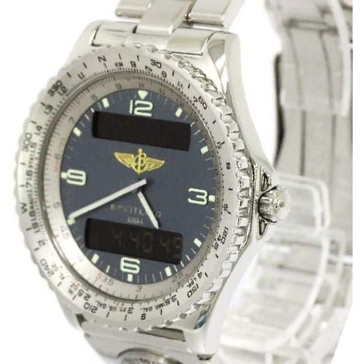 Pre Owned Breitling Blue Stainless Steel Chronospace Men's Wristwatch 42MM