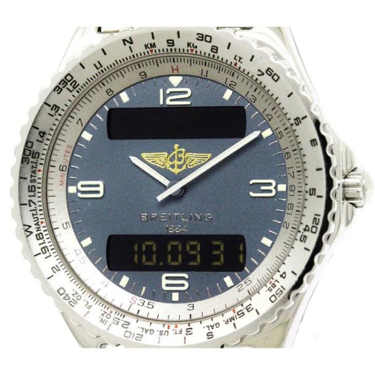 Pre Owned Breitling Blue Stainless Steel Chronospace Men's Wristwatch 42MM