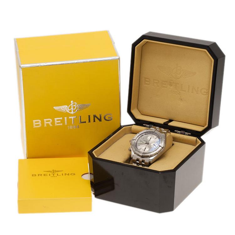 Pre Owned Breitling Silver Stainless Steel Crosswind Men's Watches 44MM