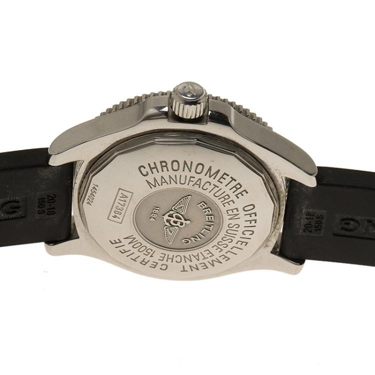 Pre Owned Breitling Black Stainless Steel Super Ocean Men's Wristwatch 42MM