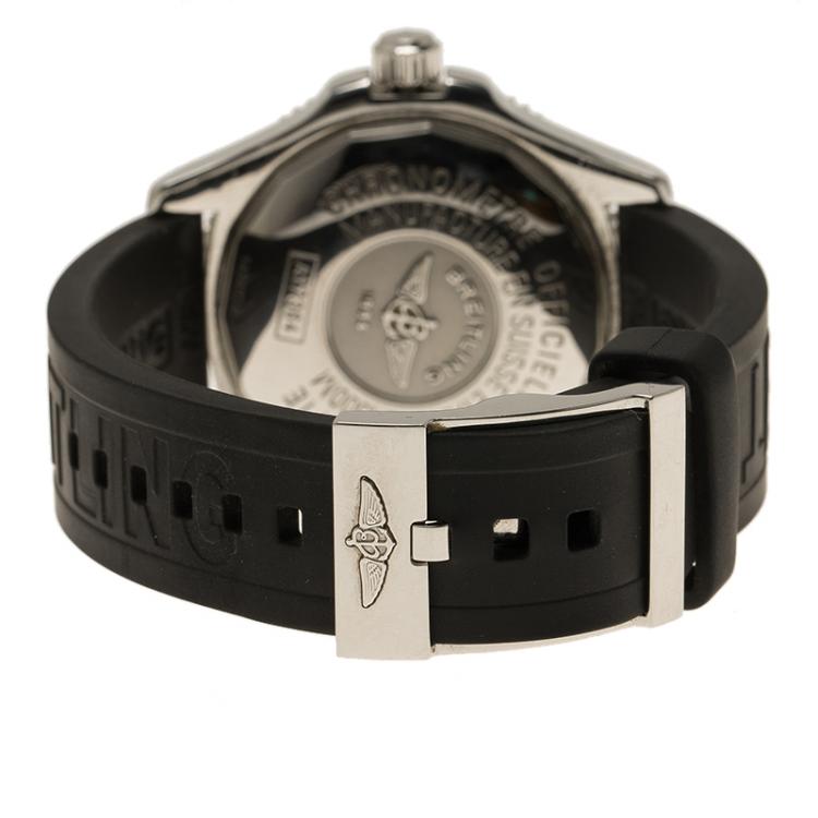 Pre Owned Breitling Black Stainless Steel Super Ocean Men's Wristwatch 42MM