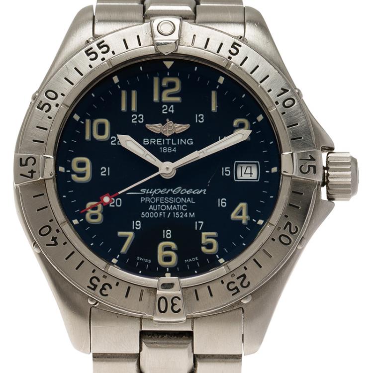 Pre Owned Breitling Black Stainless Steel SuperOcean Men's Wristwatch 42MM