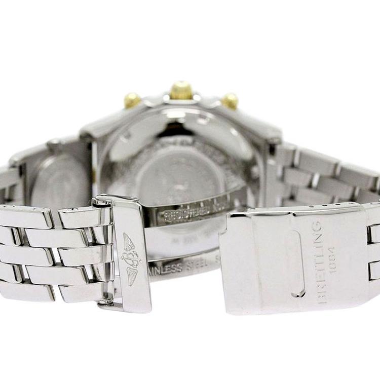 Pre Owned Breitling Black 18K Yellow Gold and Stainless Steel Chronomat Men's Wristwatch 40MM