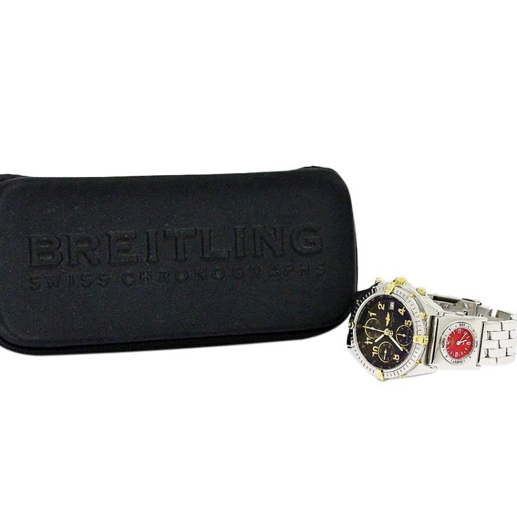 Pre Owned Breitling Black 18K Yellow Gold and Stainless Steel Chronomat Men's Wristwatch 40MM