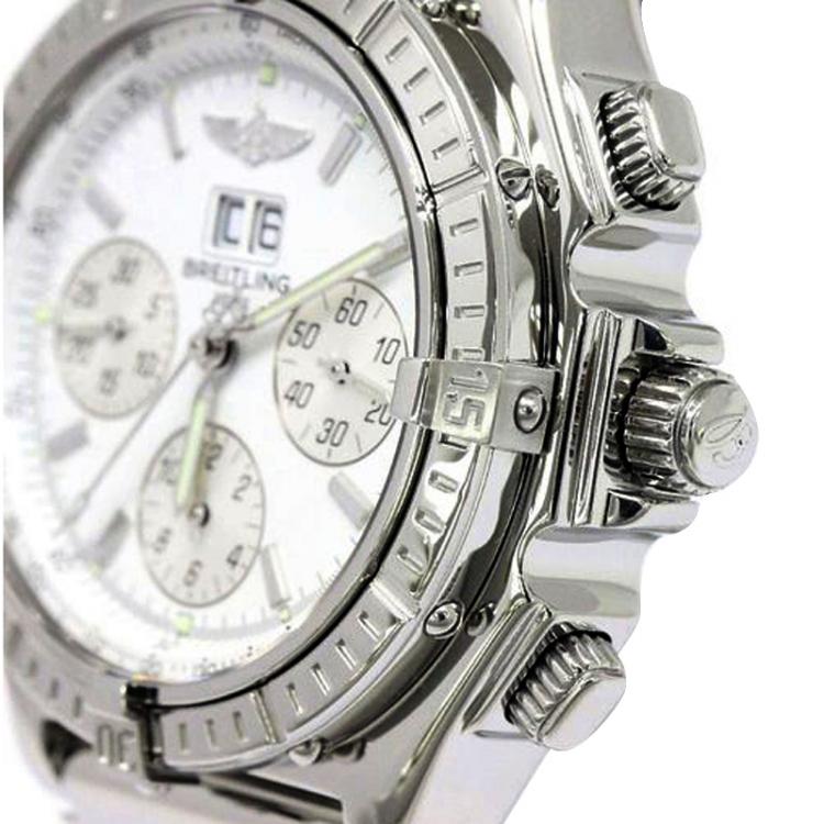 Pre Owned Breitling White Stainless Steel Crosswind Special Men's Wristwatch 44MM