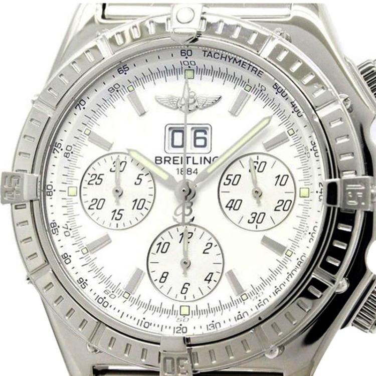 Pre Owned Breitling White Stainless Steel Crosswind Special Men's Wristwatch 44MM