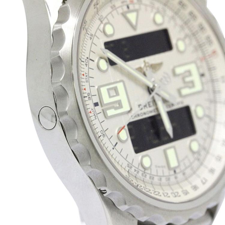 Pre Owned Breitling Silver Stainless Steel Chronospace Men's Wristwatch 48MM