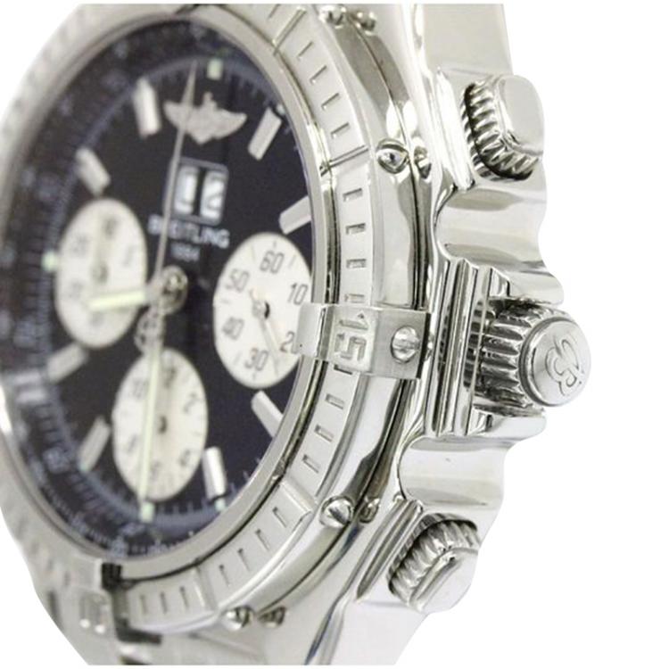 Pre Owned Breitling Black Stainless Steel Crosswind Men's Wristwatch 44MM