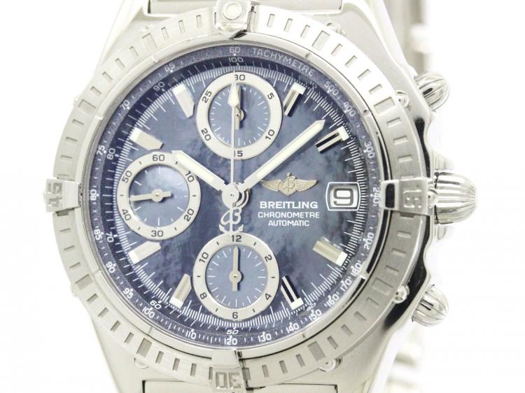 Pre Owned Breitling Blue Stainless Steel Chronomat Men's Wristwatch 40MM