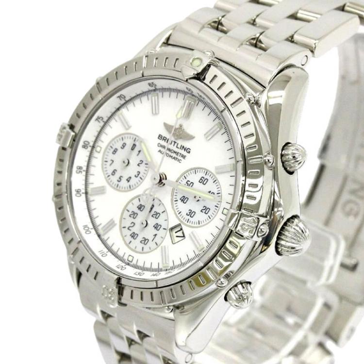 Pre Owned Breitling White Stainless Steel Windrider Men's Wristwatch 38MM