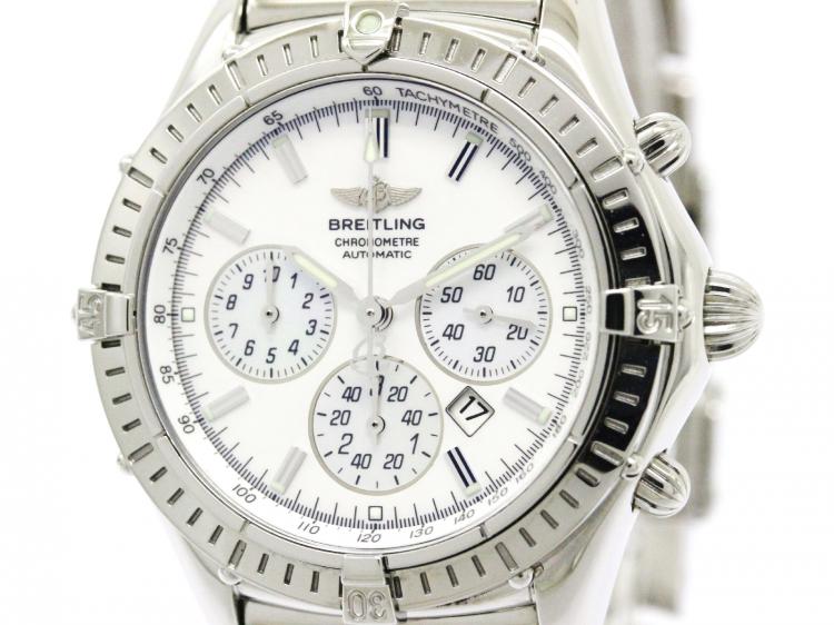 Pre Owned Breitling White Stainless Steel Windrider Men's Wristwatch 38MM