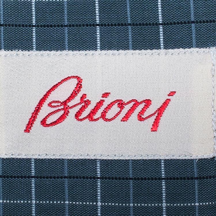 Pre Owned Brioni Men's Blue Checked Shirt L