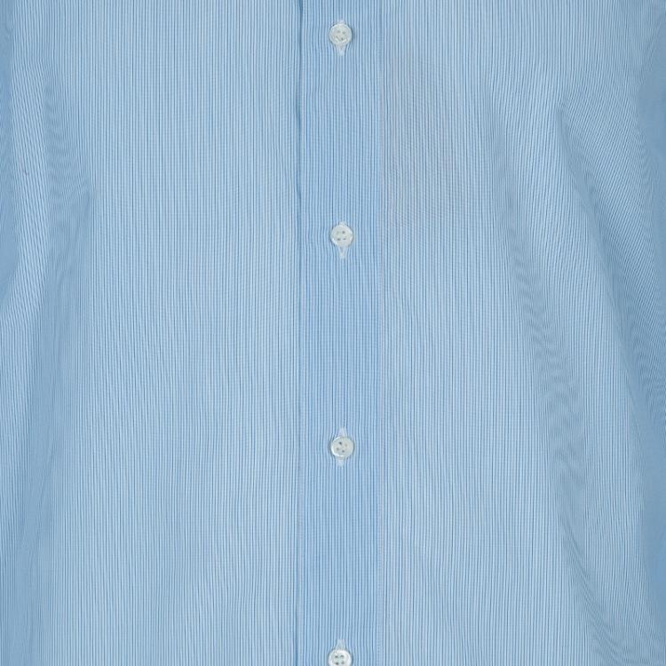 Pre Owned Brioni Men's Light Blue Pinstripe Cotton Shirt  L