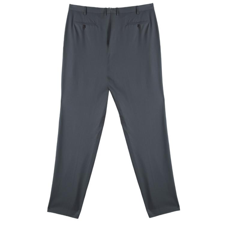 Pre Owned Brioni Grey Wool Roman Style Regular Fit Trousers 4XL