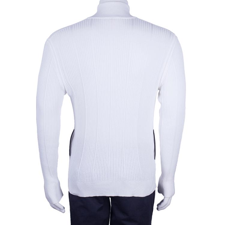 Pre Owned Brioni Men's White Rib Knit Cardigan M