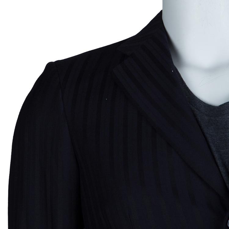 Pre Owned Brioni Navy Blue and Black Striped Suit S
