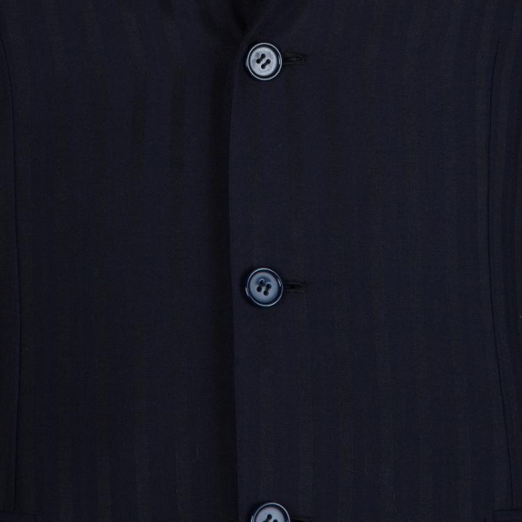 Pre Owned Brioni Navy Blue and Black Striped Suit S