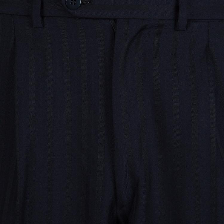 Pre Owned Brioni Navy Blue and Black Striped Suit S