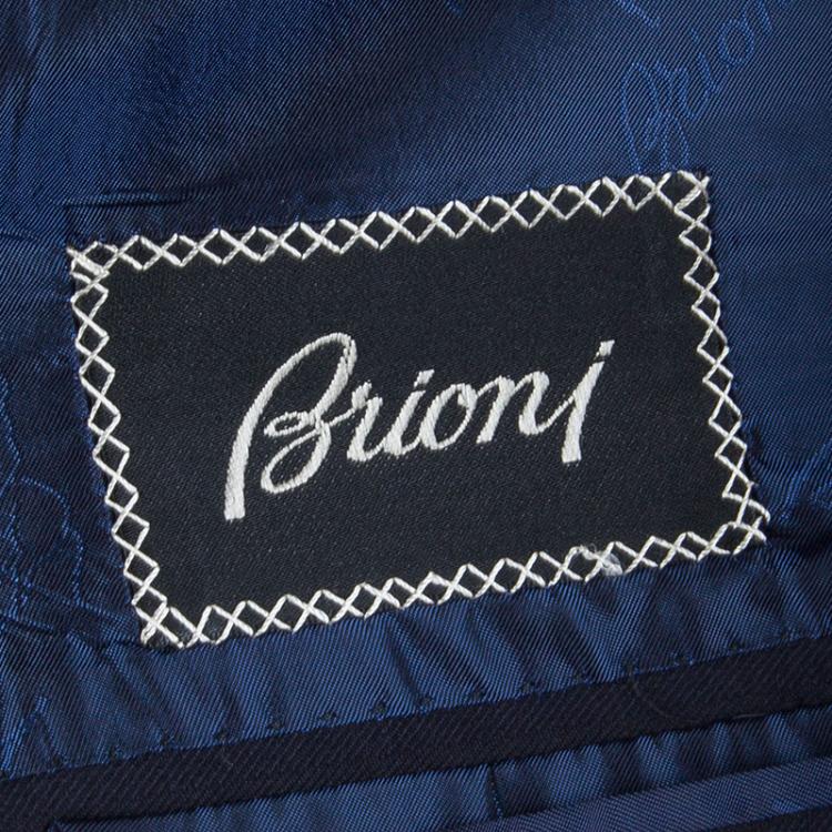 Pre Owned Brioni Navy Blue and Black Striped Suit S