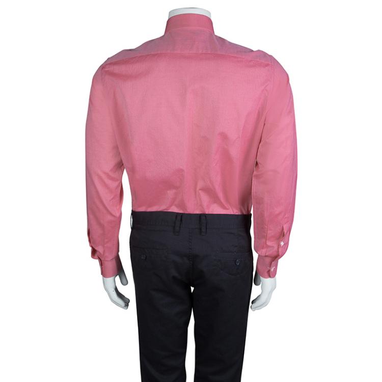 Pre Owned Brioni Pink Long Sleeve Buttondown Cotton Shirt S