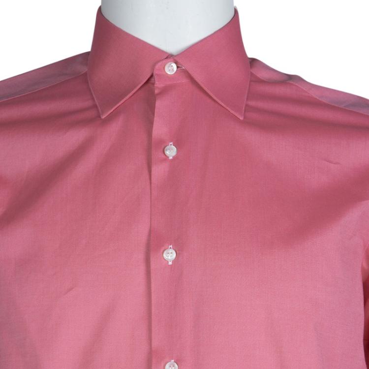 Pre Owned Brioni Pink Long Sleeve Buttondown Cotton Shirt S