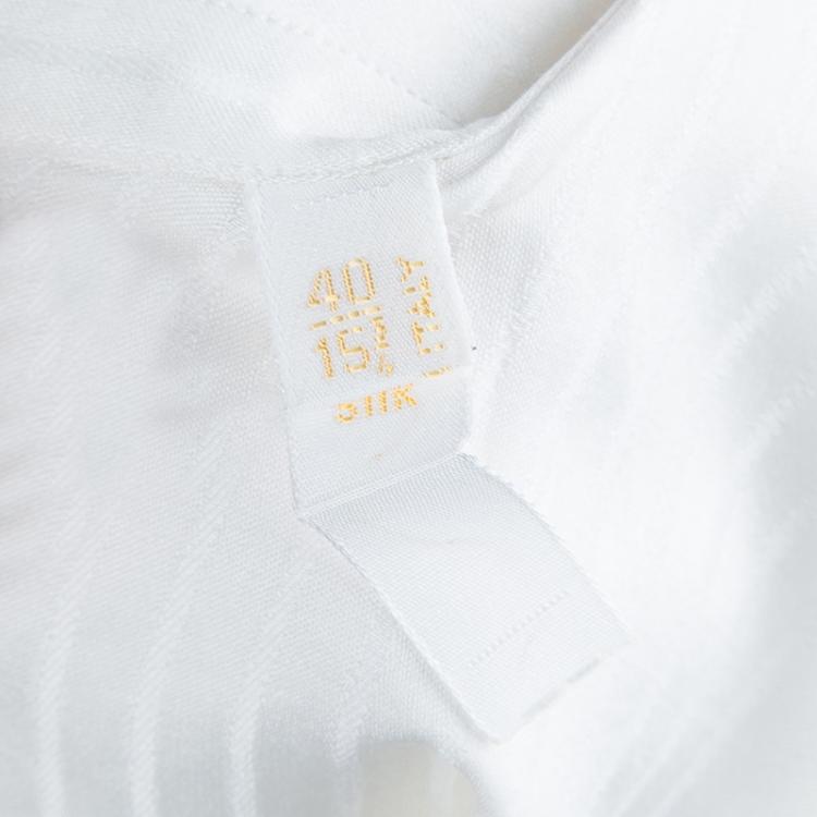 Pre Owned Brioni White Striped Long Sleeve Buttondown Shirt M