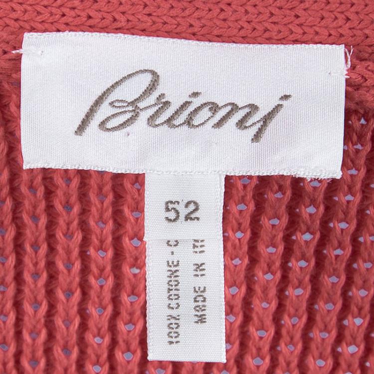 Pre Owned Brioni Pink Chunky Knit Button Front Cardigan L