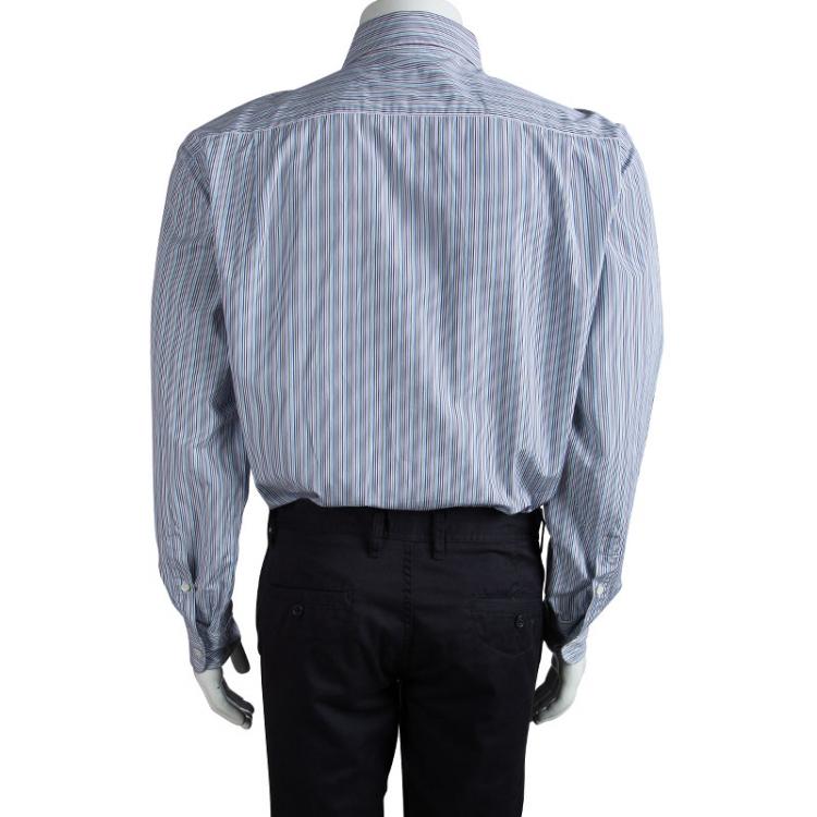 Pre Owned Brioni Multicolor Striped Cotton Long Sleeve Shirt XL