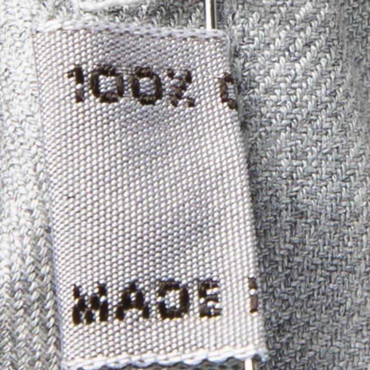Pre Owned Brioni Whte and Grey Striped Cotton Long Sleeve Button Front Shirt XL