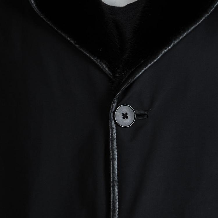 Pre Owned Brioni Black Fur Trim Jacket XXXL