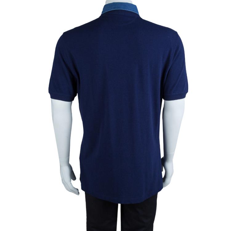 Pre Owned Brunello Cucinelli Blue Mock Shirt Layer Short Sleeve Sweater XXL