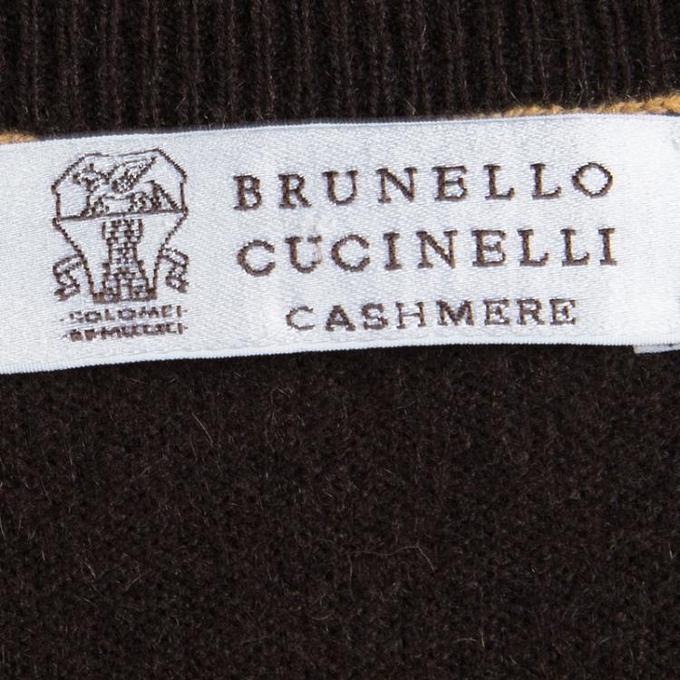 Pre Owned Brunello Cucinelli Brown Cashmere Sleeveless V-Neck Sweater M