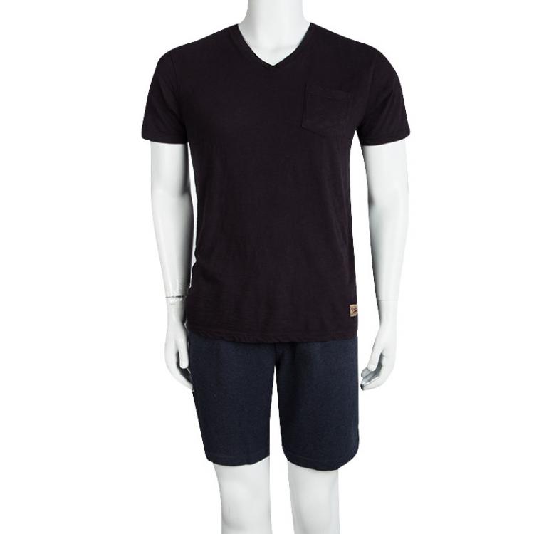 Pre Owned Brunello Cucinelli Dark Blue Zip Pocket Detail Shorts L