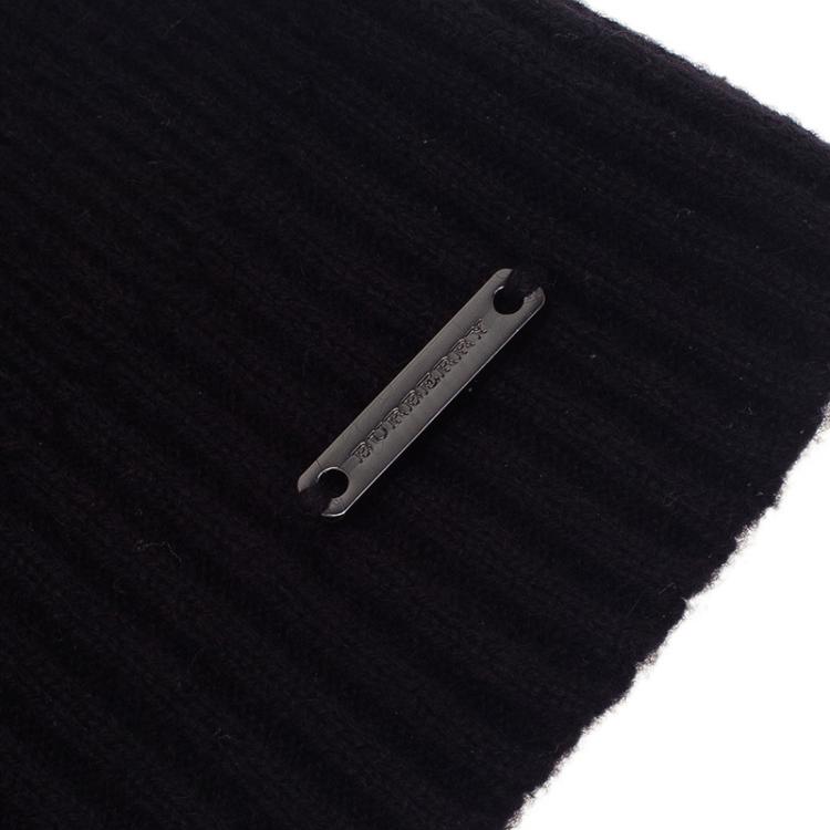 Pre Owned Burberry Black Cashmere Rib Knit Beanie
