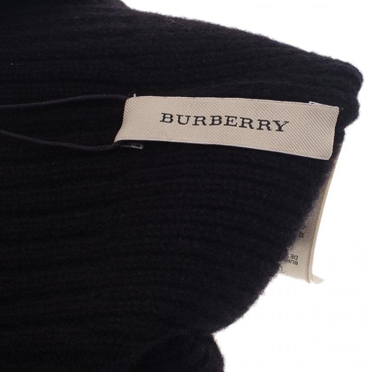 Pre Owned Burberry Black Cashmere Rib Knit Beanie