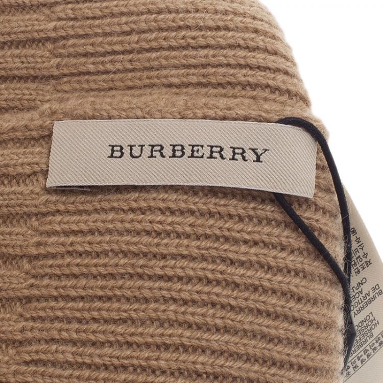 Pre Owned Burberry Beige Cashmere Rib Knit Beanie