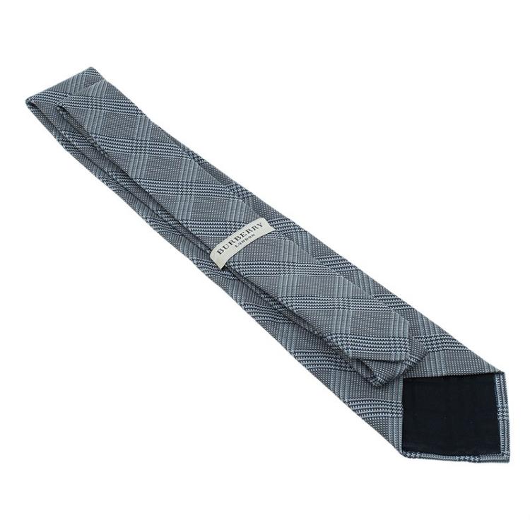 Pre Owned Burberry Grey Woven Silk Tie