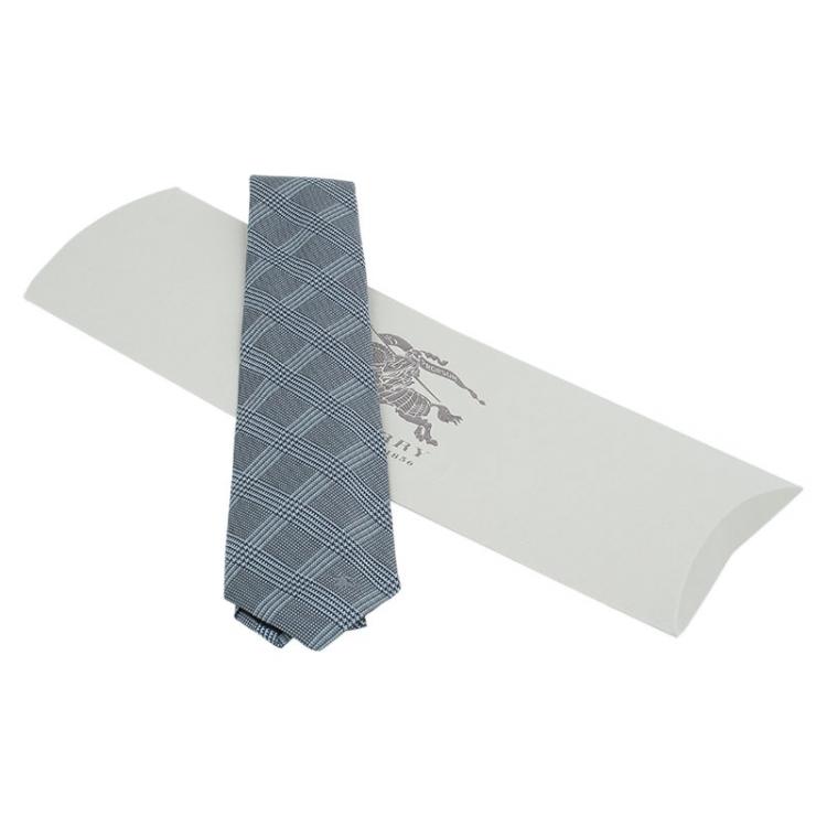 Pre Owned Burberry Grey Woven Silk Tie