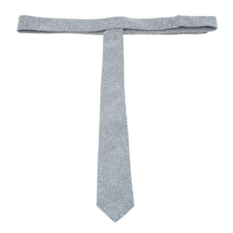 Pre Owned Burberry White and Grey Textured Silk Tie