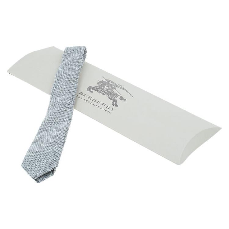 Pre Owned Burberry White and Grey Textured Silk Tie