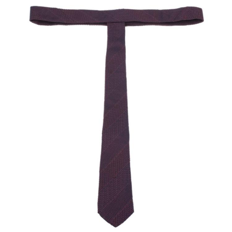 Pre Owned Burberry Red Woven Silk Tie
