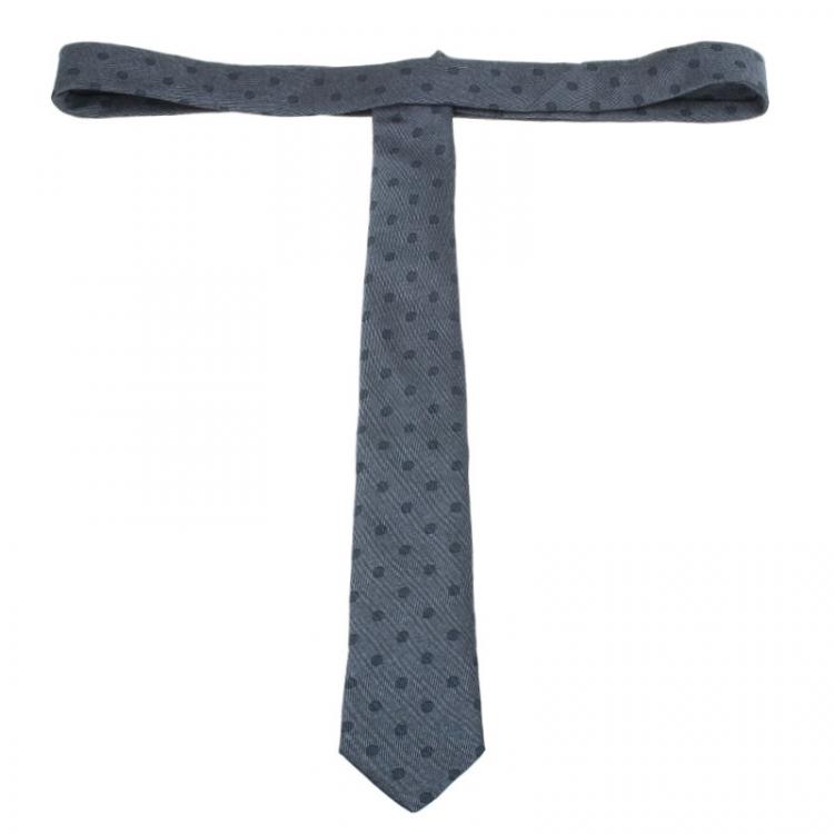مملوكة مسبقًا Burberry Grey Polka Dot Silk Tie