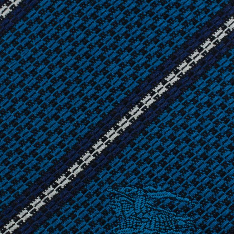 Pre Owned Burberry Blue Striped Silk Tie