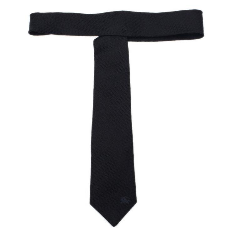 مملوكة مسبقًا Burberry Black Silk Embroidered Tie