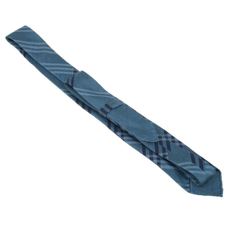 Pre Owned Burberry Grey Novacheck Linen and Silk Tie
