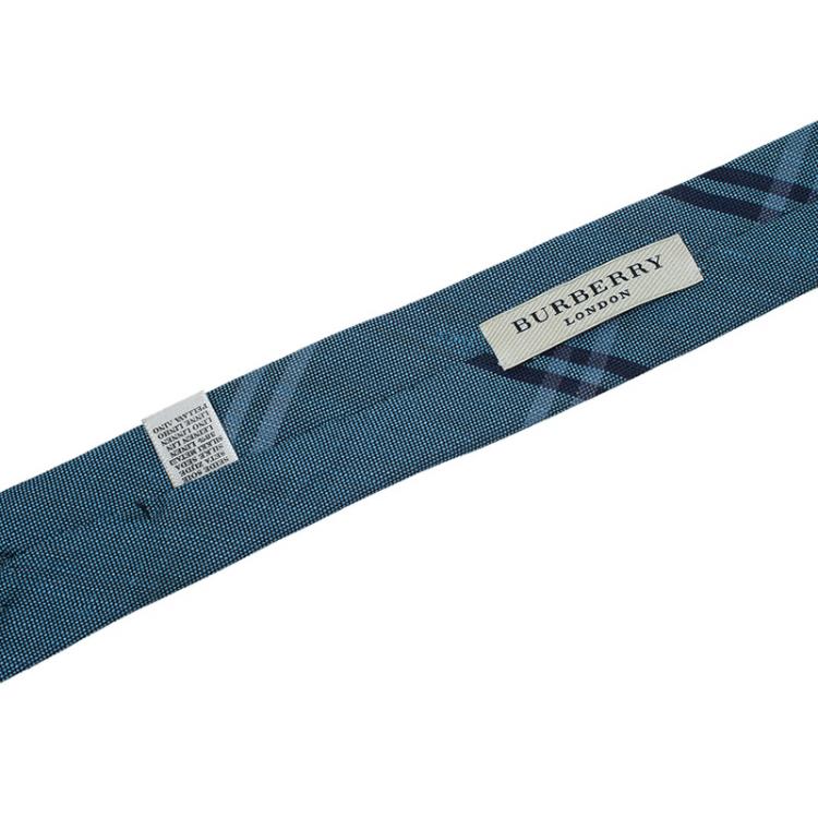 Pre Owned Burberry Grey Novacheck Linen and Silk Tie